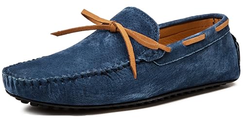 MINITOO Boys Mens Casual Walking Slip ons Comfortable Summer Penny Loafter Driver Shoes YY002 Dunkel Blau EU 43.5 von MINITOO