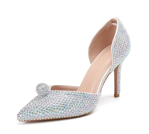 MINITOO Braun Hochzeits Schuhe fur Damen Schlüpfen Abend Party Pumps J006 Multicolor Crystals EU 36.5 von MINITOO