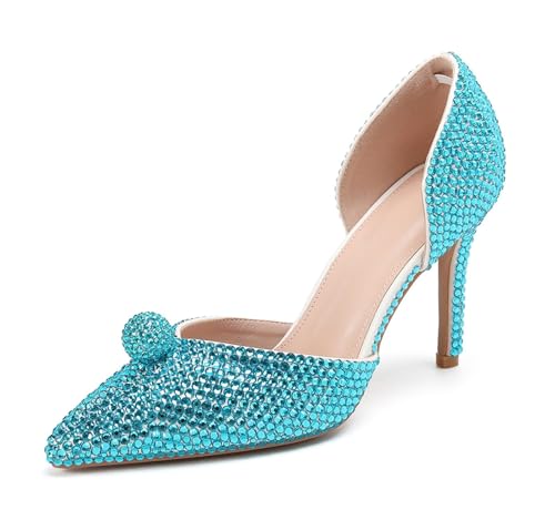 MINITOO Braun Hochzeits Schuhe fur Damen Schlüpfen Abend Party Pumps J006 Turquoise Crystals EU 36.5 von MINITOO