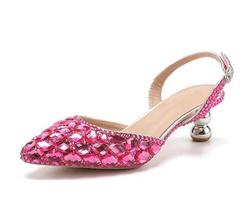 MINITOO Damen Bequem Hochzeits Schuhe mit Absatze Slingback Abend Party Pumps H010 Rose Diamonds EU 42 von MINITOO