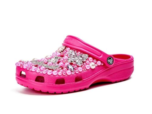 MINITOO Damen Clogs Schuhe Fashion Pantoletten Flach mit Strass L005 Violett EU 40 von MINITOO