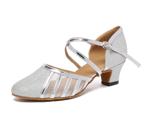 MINITOO Damen Glitzer Salsa Tango Ballsaal Latin Tanzschuhe t-Strap Geschlossen Abend Party Hochzeit Schuhe L2044 Silber EU 37.5 MINITOO Damen Glitzer Salsa Tango Ballsaal Latin Tanzschuhe t-Strap Geschlossen Abend Party Hochzeit Schuhe L2044 Silber EU 37.5 von MINITOO