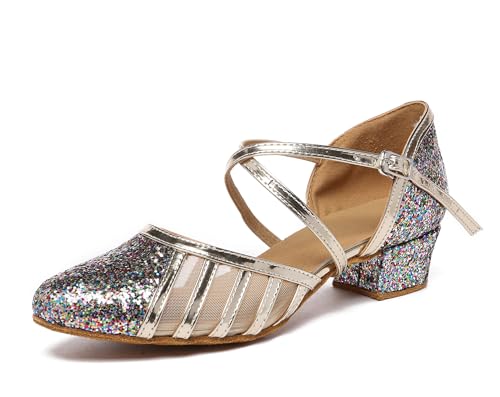 MINITOO Damen Glitzer Salsa Tango Ballsaal Latin Tanzschuhe t-Strap Geschlossen Abend Party Hochzeit Schuhe L2042 Mehrfarbig EU 38 MINITOO Damen Glitzer Salsa Tango Ballsaal Latin Tanzschuhe t-Strap Geschlossen Abend Party Hochzeit Schuhe L2042 Mehrfarbig EU 38 von MINITOO