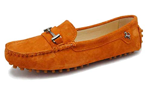 MINITOO Damen Hardware Streifen Leder Slipper Mokassins Ballett Flache Schuhe Orange EU 38.5 MINITOO Damen Hardware Streifen Leder Slipper Mokassins Ballett Flache Schuhe Orange EU 38.5 von MINITOO