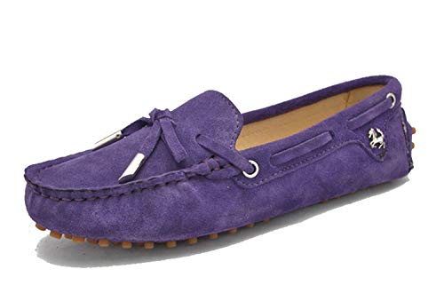 MINITOO Damen Knoten Slip-on Helles Lila Wildleder Freizeit Slipper Mokassins EU 37 von MINITOO