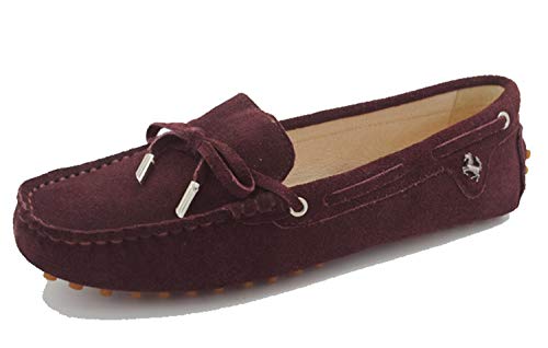 MINITOO Damen Knoten Slip-on Kaffee Wildleder Freizeit Slipper Mokassins EU 38 von MINITOO