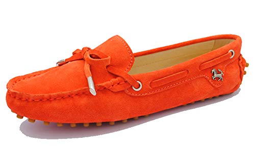 MINITOO Damen Knoten Slip-on Orange Rot Wildleder Freizeit Slipper Mokassins EU 39.5 von MINITOO