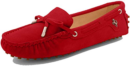 MINITOO Damen Knoten Slip-on Rot Wildleder Freizeit Slipper Mokassins EU 37 von MINITOO