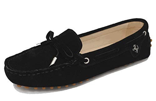 MINITOO Damen Knoten Slip-on Schwarz Wildleder Freizeit Slipper Mokassins EU 37 von MINITOO