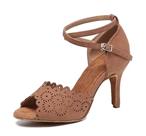 MINITOO Damen Latein Salsa Blumen Dunkelbraun Wildleder Tanzschuhe Abend Sandalen EU 36 MINITOO Damen Latein Salsa Blumen Dunkelbraun Wildleder Tanzschuhe Abend Sandalen EU 36 von MINITOO
