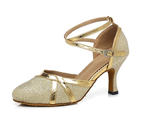 MINITOO Damen Latein Tanzschuhe Glitzer Formal Party Prom Pumps L336 Gold EU 38 von MINITOO