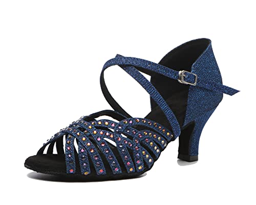 MINITOO Damen Latein Tanzschuhe mit Strass Kristallperlen Hochzeit Prom Sandalen Schuhe L513 Blau 6cm Absatz EU 38.5 MINITOO Damen Latein Tanzschuhe mit Strass Kristallperlen Hochzeit Prom Sandalen Schuhe L513 Blau 6cm Absatz EU 38.5 von MINITOO