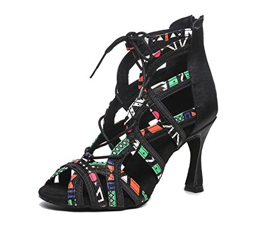 MINITOO Damen Latin Salsa Tanzschuhe Party Prom Schuhe L523 Schwarz EU 40 von MINITOO