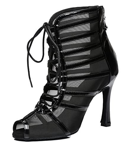 MINITOO Damen Latin Standard Tanzschuhe Mesh Abend Sandalen Stiefeletten Sommer Sexy Tanzstiefel L447 Schwarz EU 40 MINITOO Damen Latin Standard Tanzschuhe Mesh Abend Sandalen Stiefeletten Sommer Sexy Tanzstiefel L447 Schwarz EU 40 von MINITOO