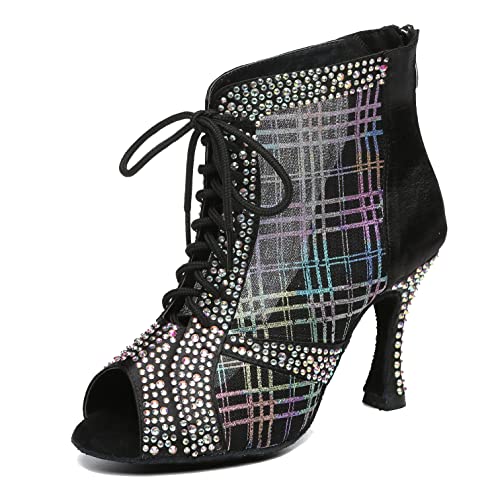 MINITOO Damen Latin Standard Tanzschuhe Mesh Abend Sandalen Stiefeletten Sommer Sexy Tanzstiefel L484 Schwarz EU 43 MINITOO Damen Latin Standard Tanzschuhe Mesh Abend Sandalen Stiefeletten Sommer Sexy Tanzstiefel L484 Schwarz EU 43 von MINITOO