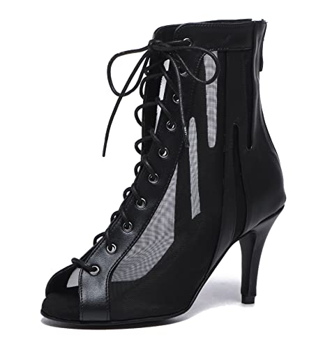 MINITOO Damen Latin Standard Tanzschuhe Mesh Abend Sandalen Stiefeletten Sommer Sexy Tanzstiefel L540 Schwarz EU 40.5 MINITOO Damen Latin Standard Tanzschuhe Mesh Abend Sandalen Stiefeletten Sommer Sexy Tanzstiefel L540 Schwarz EU 40.5 von MINITOO