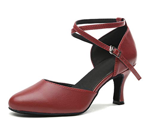 MINITOO Damen Leder Salsa Latin Tanzschuhe Tango Schuhe Burgund EU 35.5 von MINITOO