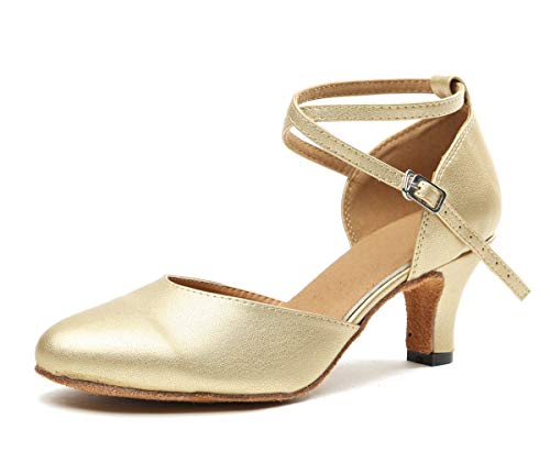 MINITOO Damen Leder Salsa Latin Tanzschuhe Bequem Party Abend Pumps Schuhe L188 Gold EU 38.5 von MINITOO