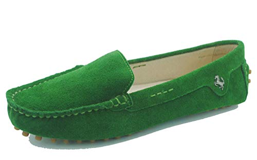 MINITOO Damen Mode Slip-on Wildleder Slipper Mokassins Beilaufig Flache Schuhe Dunkelgrün EU 38.5 von MINITOO
