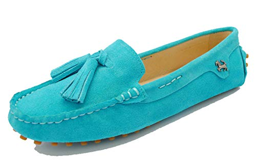 MINITOO Damen Quasten Slip-on Freizeit Slipper Mokassins Sommer Schuhe Türkis EU 37.5 von MINITOO