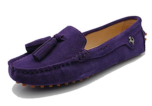 MINITOO Damen Quasten Slip-on Freizeit Slipper Mokassins Sommer Schuhe Violett EU 39 von MINITOO