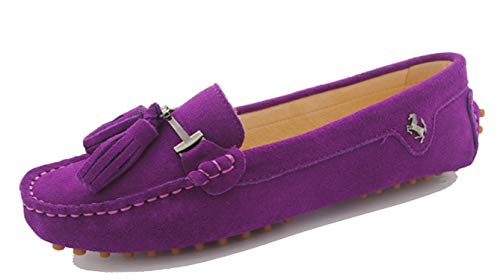 MINITOO Damen Quasten Slip-on Wildleder Leder Freizeit Slipper Mokassins Sommer Flache Schuhe Fuchsie EU 37 MINITOO Damen Quasten Slip-on Wildleder Leder Freizeit Slipper Mokassins Sommer Flache Schuhe Fuchsie EU 37 von MINITOO