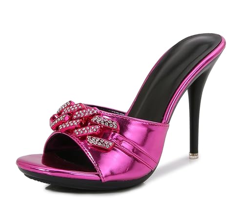 MINITOO Damen Schuhe Elegant Festlich Stiletto Hohem Absatz Sommer Pantoletten Sandalen TM006 Dunkelviolett EU 39.5 von MINITOO