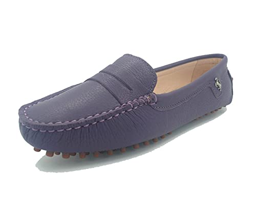 MINITOO Damen Schuhe Loafers Leder Slipper Mokassins Beilaufig Flache Schuhe Violett EU 39 von MINITOO