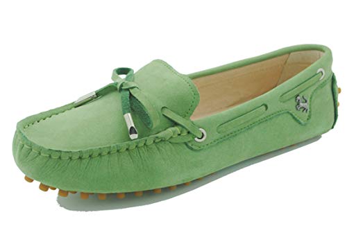 MINITOO Damen Slip-on Leder Slipper Mokassins Lassige Schuhe Algengrün EU 38.5 von MINITOO