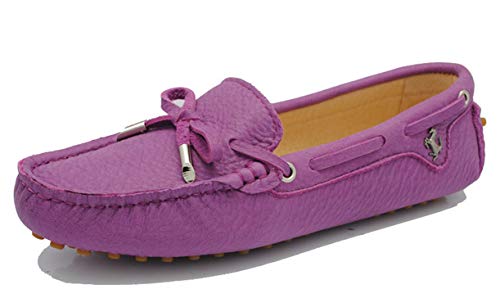 MINITOO Damen Slip-on Leder Slipper Mokassins Lassige Schuhe Lila EU 38 von MINITOO