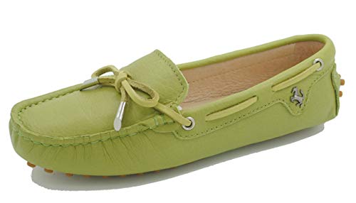 MINITOO Damen Slip-on Leder Slipper Mokassins Lassige Schuhe Olivgrün EU 40 von MINITOO