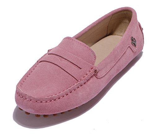 MINITOO Damen Sommer Mokassin Bequem Penny Loafers Wildleder Slipper Schuhe Dunkelrosa EU 39 von MINITOO