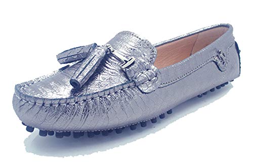 MINITOO Damen Sommer Mokassin Schuhe mit Quasten Silber EU 36 von MINITOO