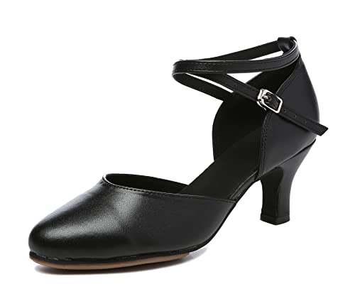 MINITOO Damen Standart Tanzschuhe Niedriger Absatz Party Abend Pumps Schuhe HW033 Schwarz EU 36 von MINITOO