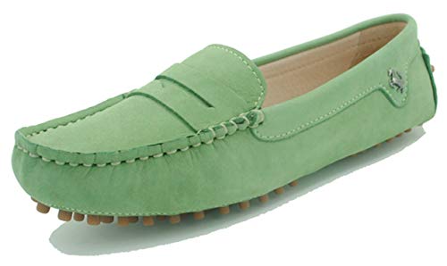 MINITOO Damen Stilvoll Slip-on Echtes Leder Slipper Mokassins Beilaufig Flache Schuhe Algengrun EU 38 MINITOO Damen Stilvoll Slip-on Echtes Leder Slipper Mokassins Beilaufig Flache Schuhe Algengrun EU 38 von MINITOO