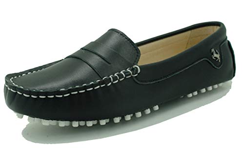 MINITOO Damen Stilvoll Slip-on Echtes Leder Slipper Mokassins Beilaufig Flache Schuhe Schwarz EU 38.5 von MINITOO