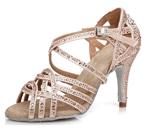 MINITOO Damen Tanzen Schuhe Tanzschuhe Latein Salsa Glitzer Sandalen L357 Gold EU 40.5 von MINITOO