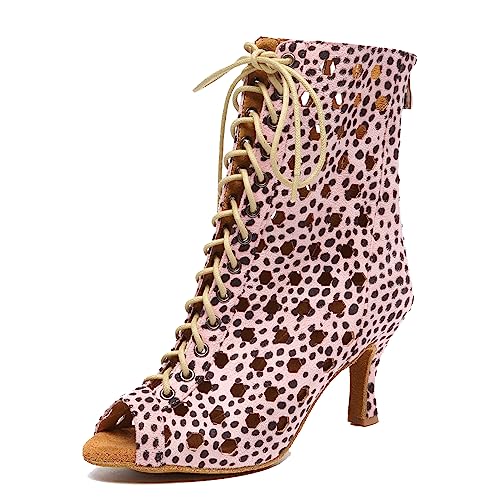 MINITOO Damen Tanzen Stiefeletten Offene Sommer Party Abend Sandale L574 Rosa 7.5cm Absatz EU 39 von MINITOO