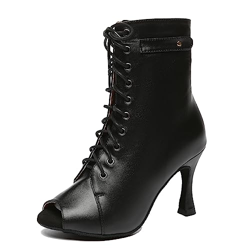 MINITOO Damen Tanzschuhe Schnürschuhe Latein Ballsaal Stiefel, L571 Schwarz, 37.5 EU von MINITOO