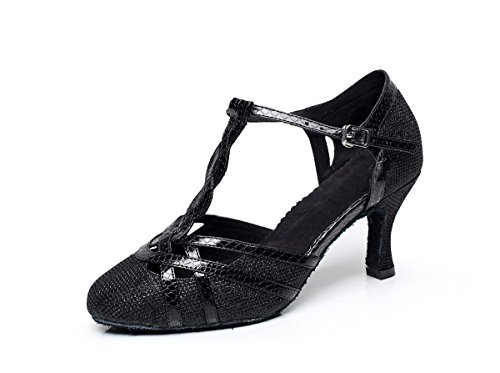MINITOO Damen Latein Tanzschuhe Glitzer Formal Party Prom Pumps mit Riemchen QJ6231 Schwarz EU 36.5 von MINITOO