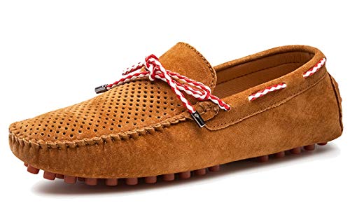 MINITOO Herren Büro Arbeit Wildleder Loafer Schuhe mit Knoten YY1011, Braun - Loch Braun - Größe: 41 1/3 EU von MINITOO