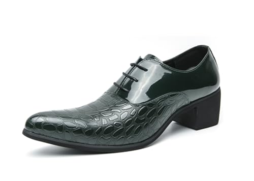 MINITOO Herren Business Oxfords Blockabsatz Schnürhalbschuhe Kleid Schuhe Y2721 Grün EU 39 von MINITOO