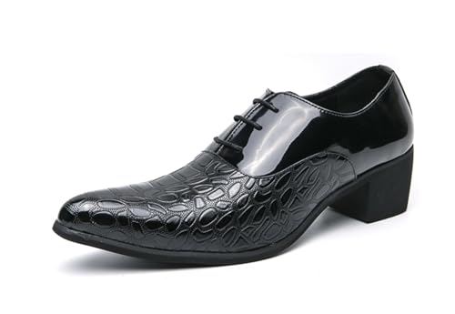 MINITOO Herren Business Oxfords Blockabsatz Schnürhalbschuhe Kleid Schuhe Y2721 Schwarz EU 42 von MINITOO