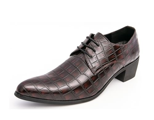 MINITOO Herren Business Oxfords Blockabsatz Schnürhalbschuhe Kleid Schuhe Y2722 Braun EU 38 von MINITOO