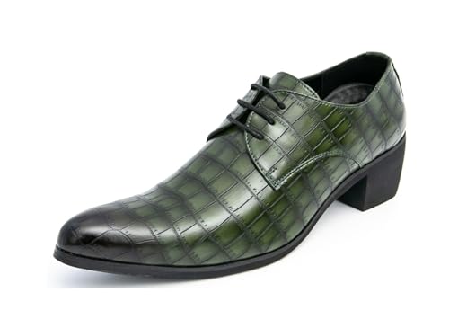 MINITOO Herren Business Oxfords Blockabsatz Schnürhalbschuhe Kleid Schuhe Y2722 Grün EU 39 von MINITOO