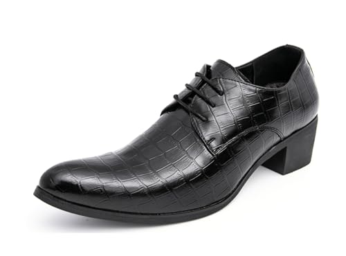 MINITOO Herren Business Oxfords Blockabsatz Schnürhalbschuhe Kleid Schuhe Y2722 Schwarz EU 42 von MINITOO