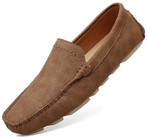 MINITOO Herren Casual Loafers Schuhe Gummisohle Casual Mokassins Y004 Braun EU 42 von MINITOO