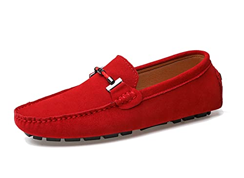 MINITOO Herren Casual Sommer Mokassins Driving Loafers mit Schnalle YY5088 Rot EU 40.5 von MINITOO