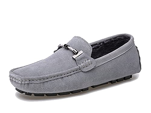 MINITOO Herren Casual Winter Mokassins Driving Loafers mit Schnalle YY5088 Grau EU 43 von MINITOO