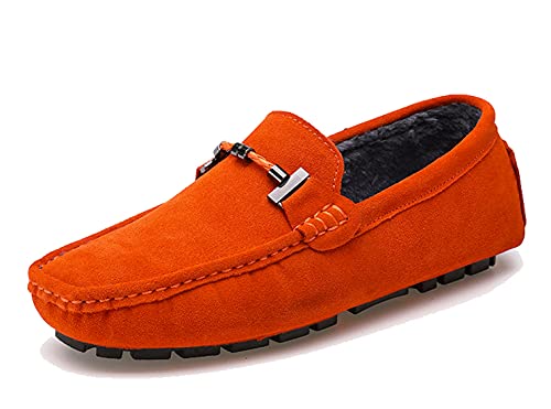 MINITOO Herren Casual Winter Mokassins Driving Loafers mit Schnalle YY5088 Orange EU 38 von MINITOO